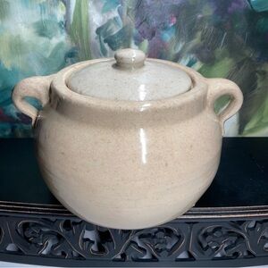 Vintage Medalta Pottery Bean Pot #2 with Lid, Antique Stoneware Crock